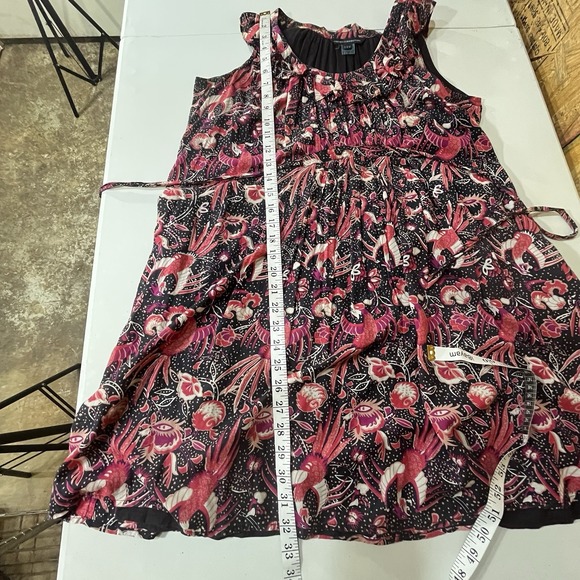 French Connection Sz 6 Floral Mini Dress Side Ties Ruffle Neckline Cottagecore - Picture 10 of 14